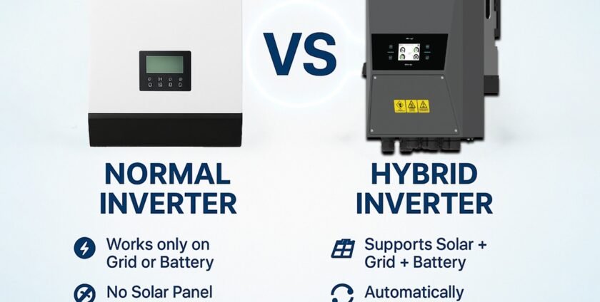 Comparison between hybrid and normal solar inverter in Pakistan.
