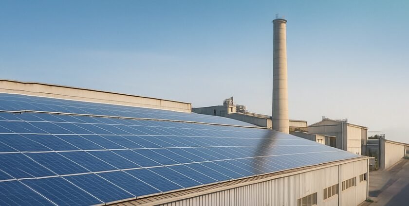 Industrial solar panels installed at a factory in Pakistan
