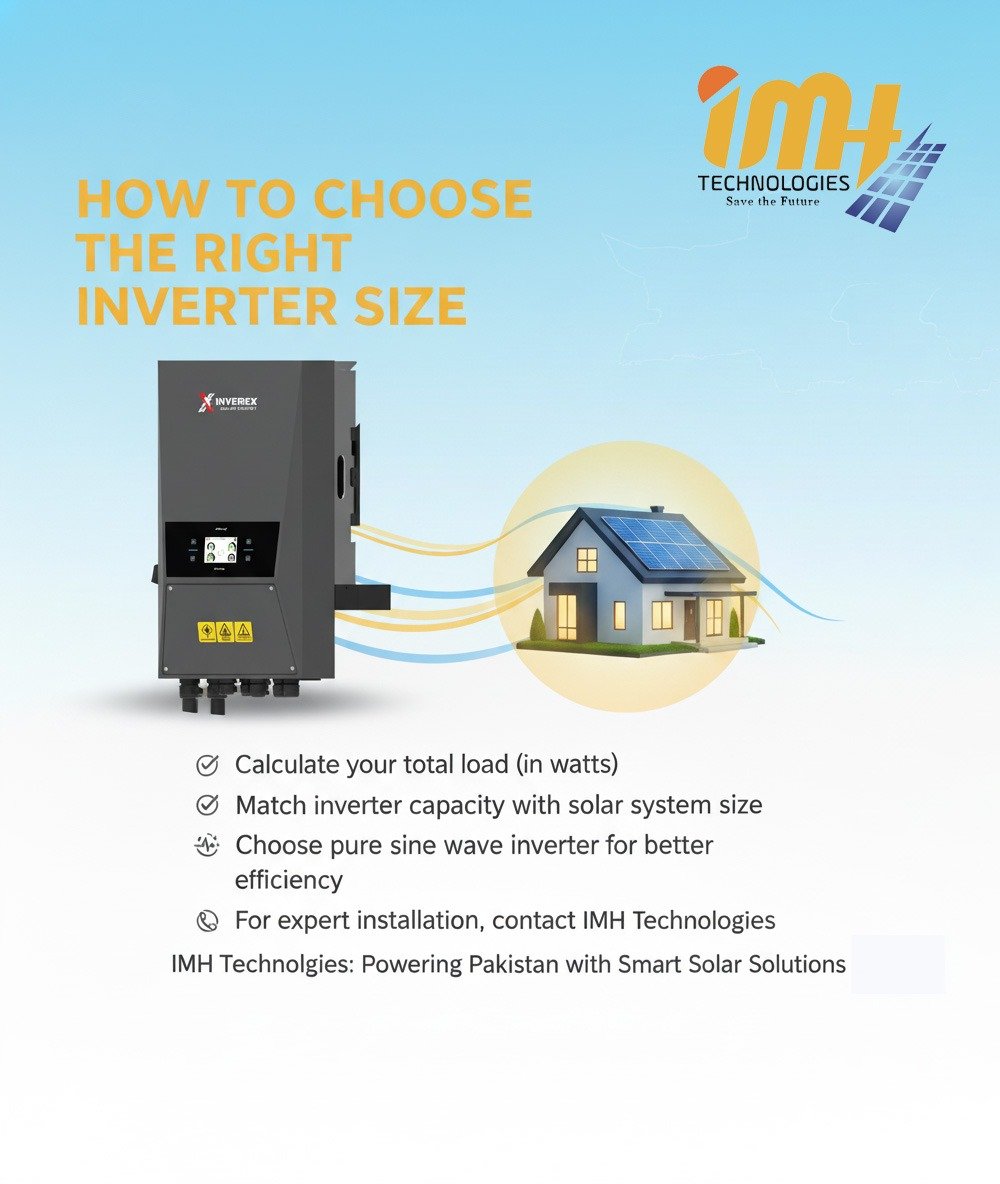 Inverex hybrid inverter installation in Pakistan – choosing the right inverter size for home solar system by IMH Technologies