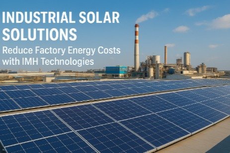 Industrial solar panels installed on a factory rooftop in Pakistan, reducing power costs through clean solar energy by IMH Technologies.
