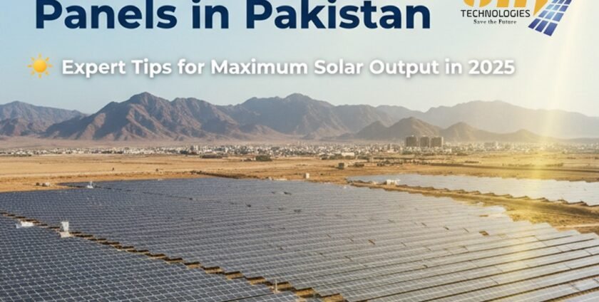 Clean solar panels in Pakistan facing south to increase efficiency and energy output in 2025 with IMH Technologies.